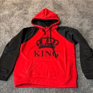 King Red and Black Hoodie with Crown Design